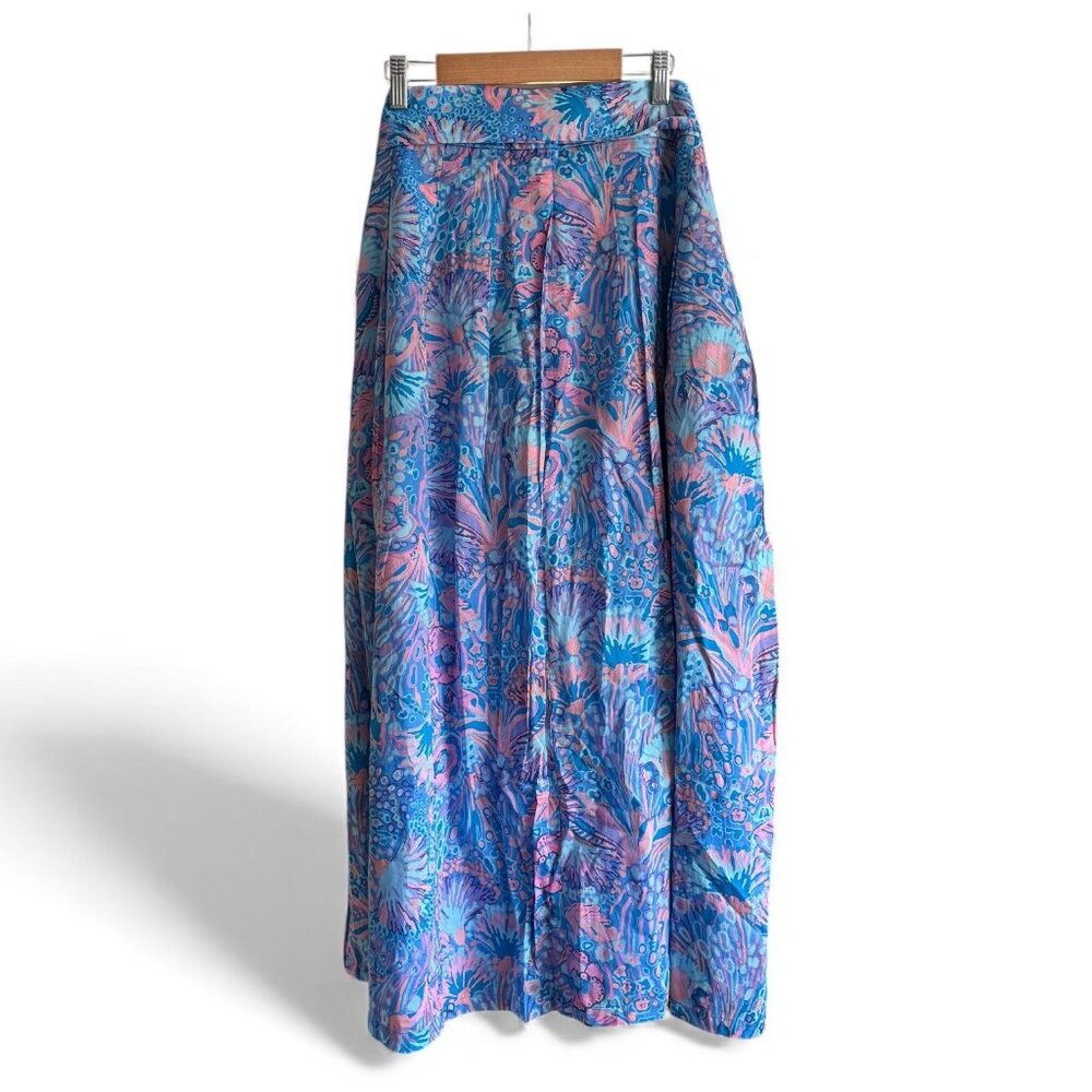 NWT Talbots 16WP Maxi Skirt 100% Cotton Multicolor Tropical Print Side Zipper - Picture 4 of 7